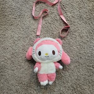 Cute Pink and White Plush Crossbody Bag